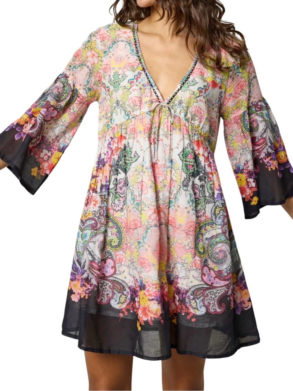 NATURAL LIFE Isabella Pink Floral Paisley Mini Dress Medium NWT - Picture 4 of 12